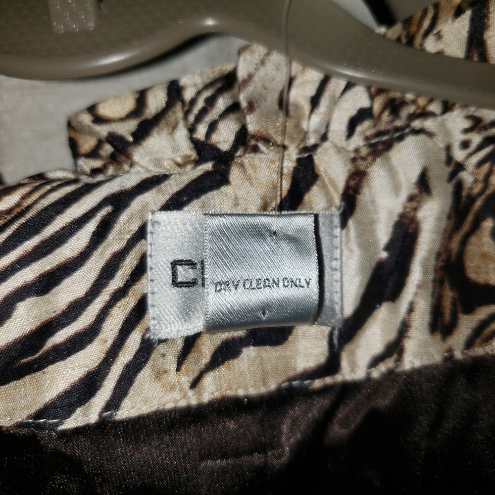 NWT Chicos tan & brown animal print silk open front ruffle jacket Womens… - Picture 5 of 7
